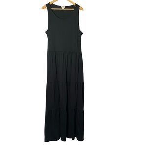 J. Crew Factory Tiered Knit Maxi Dress in Black, Size S NWOT